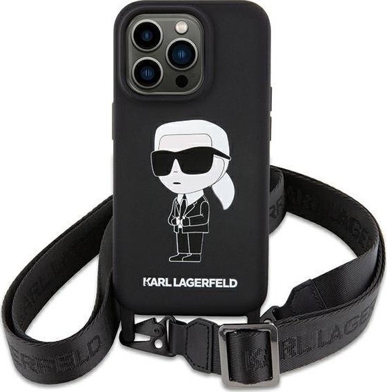 Karl Lagerfeld Karl Lagerfeld KLHCP15SSCBSKNK iPhone 15 6.1" hardcase czarny/black Crossbody Silicone Ikonik