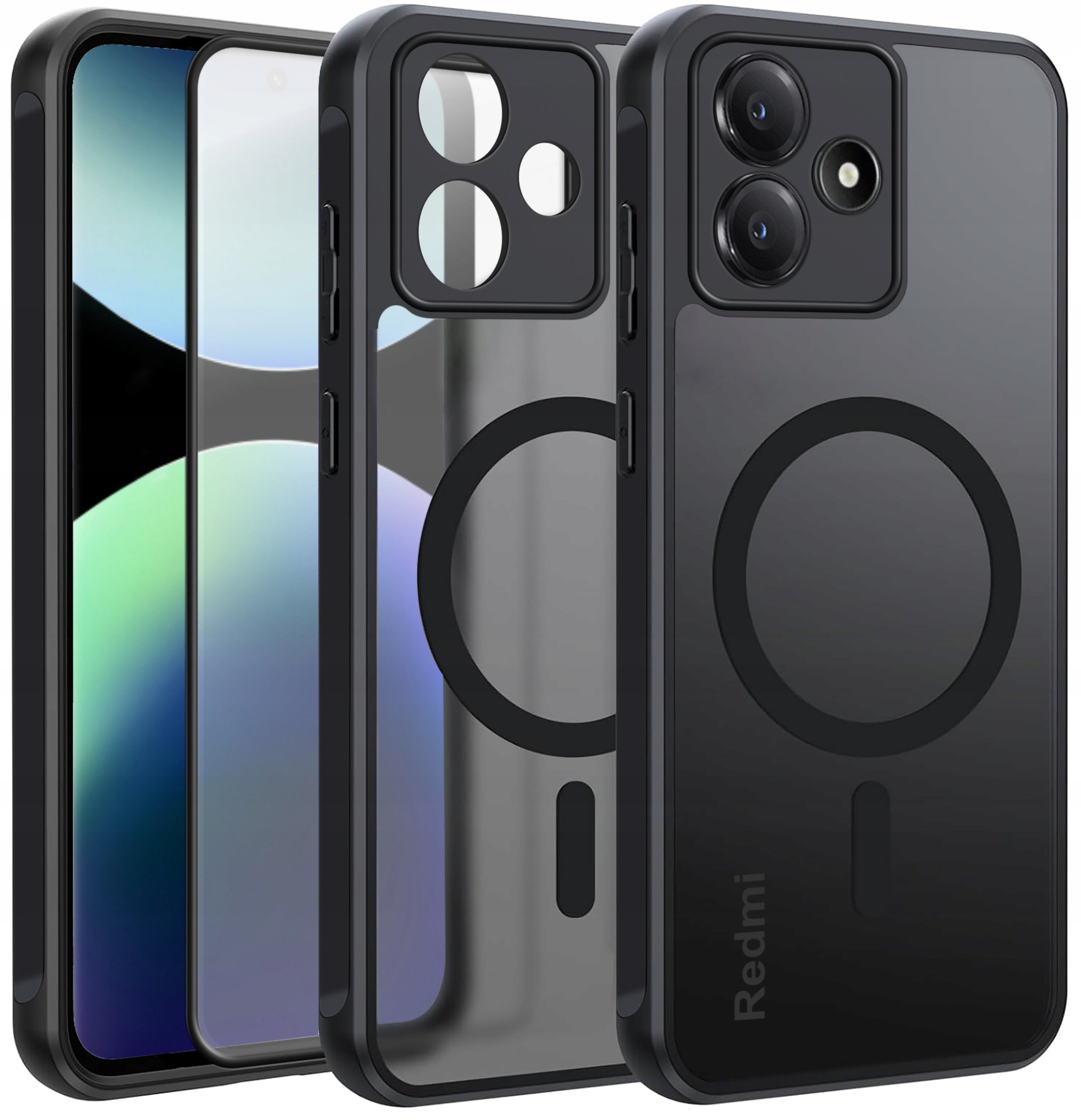 Etui do Xiaomi Redmi Note 14 5G do MagSafe MATT CASE WZMACNIANE Szkło 5D