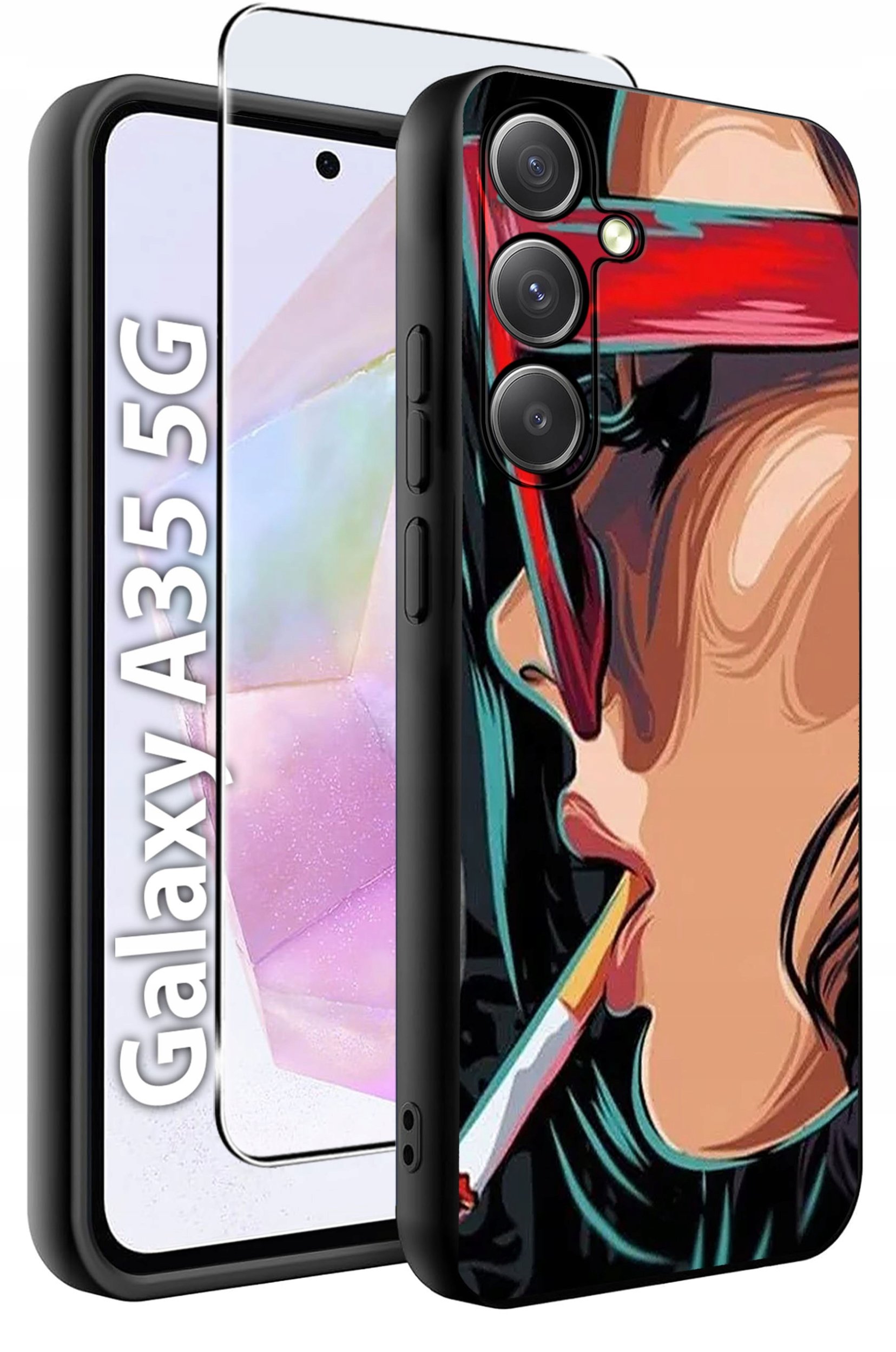 ETUI do Samsung A35 5G WZORY | SILIKONOWE MATT CASE + SZKŁO HARTOWANE 9H