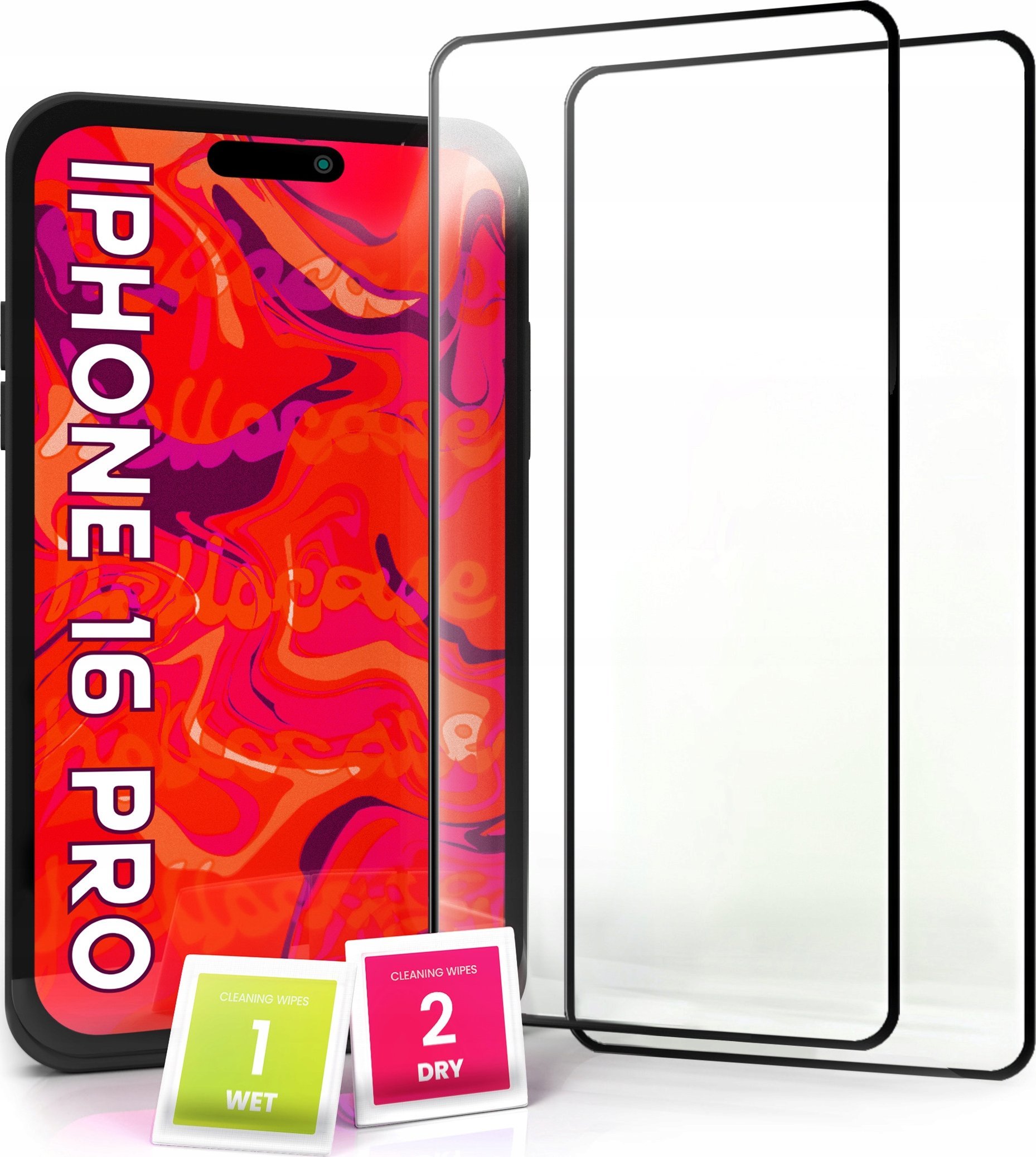 Hello Case 2-pak Szkło Hartowane do Apple iPhone 16 Pro Pełne Na cały ekran 5D 9H