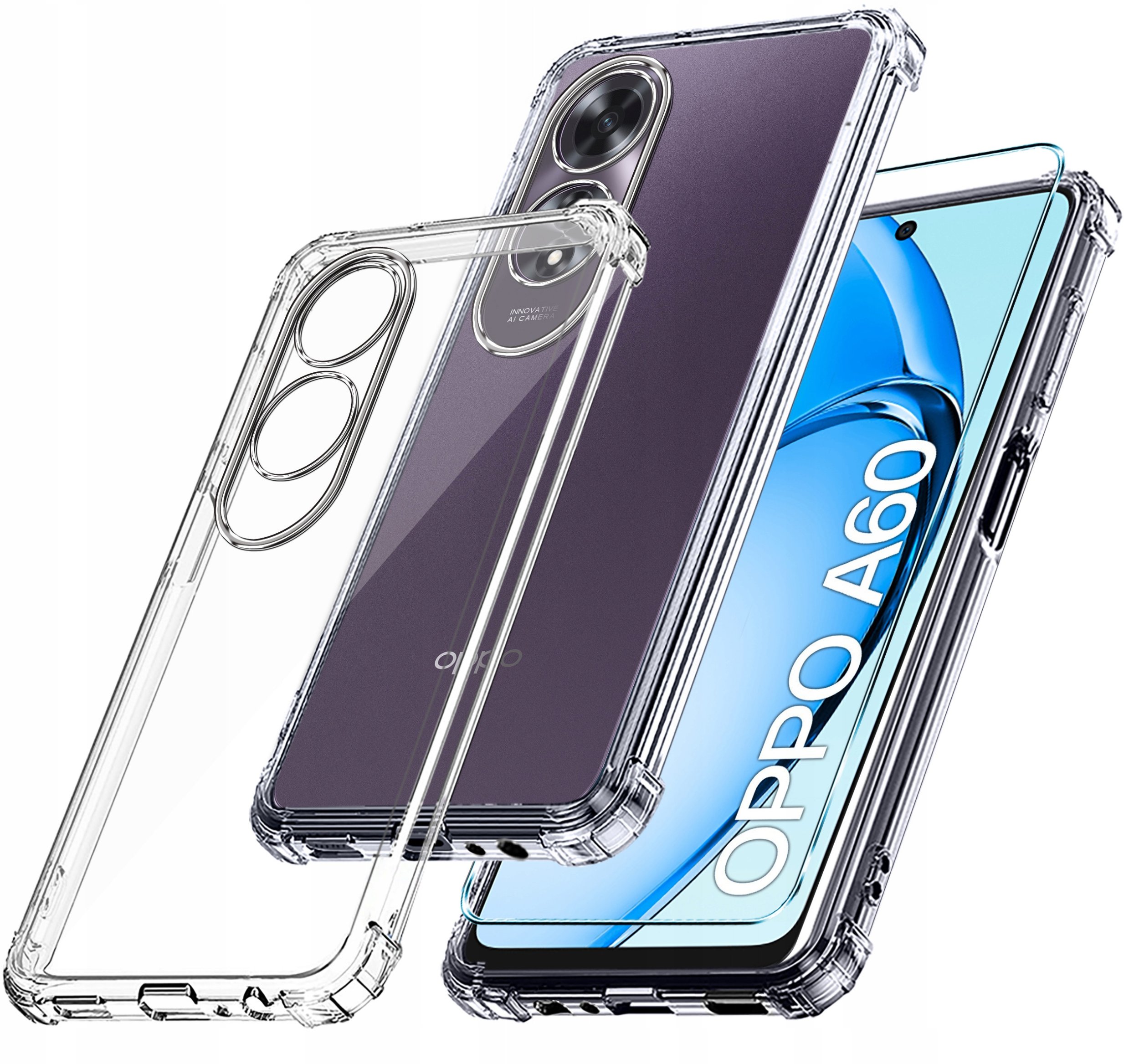Etui do Oppo A60 ANTI-SHOCK CLEAR CASE + Szkło OCHRONNE 9H