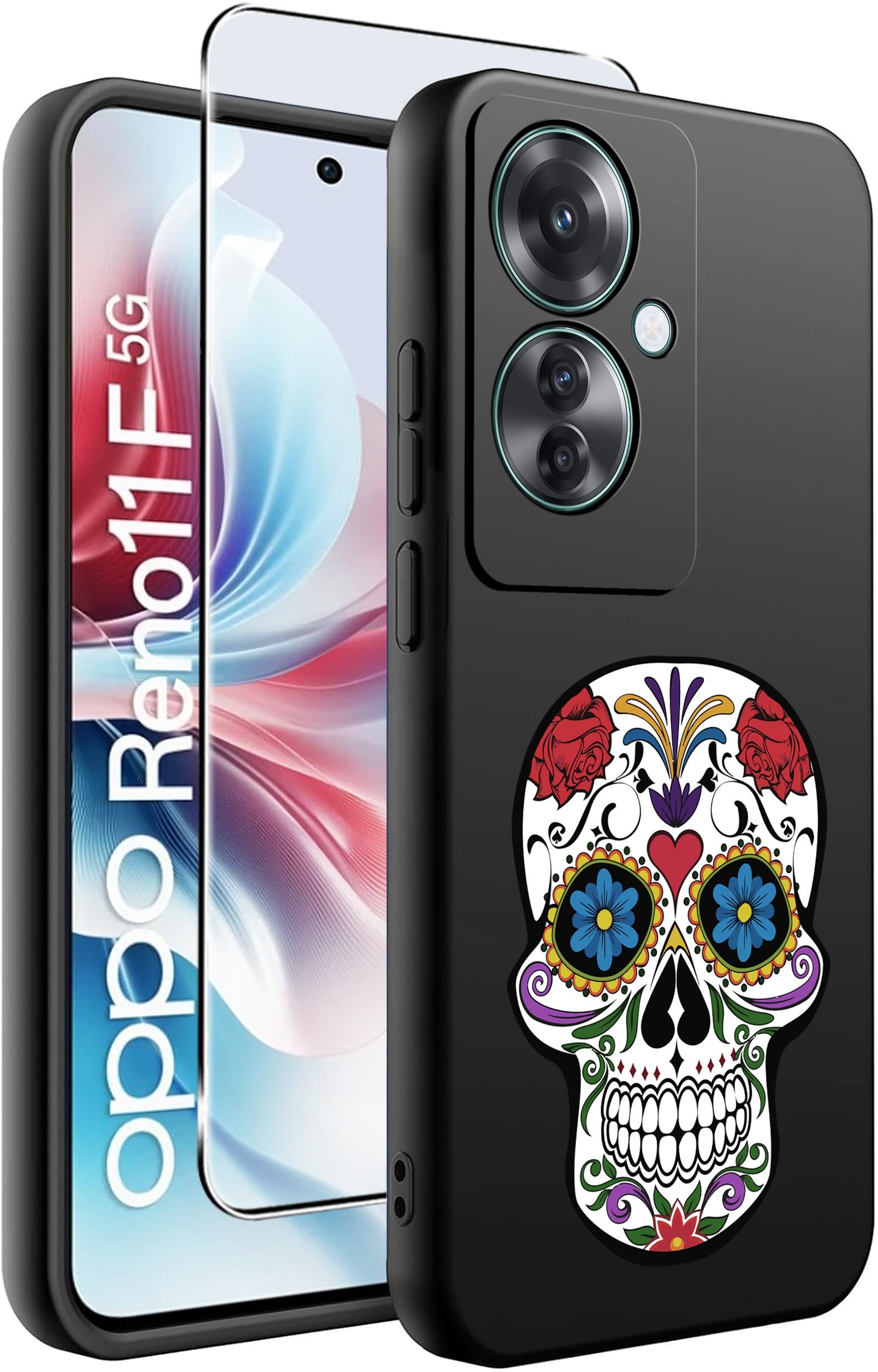 ETUI do Oppo Reno11 F 5G WZORY | SILIKONOWE MATT CASE + SZKŁO HARTOWANE 9H