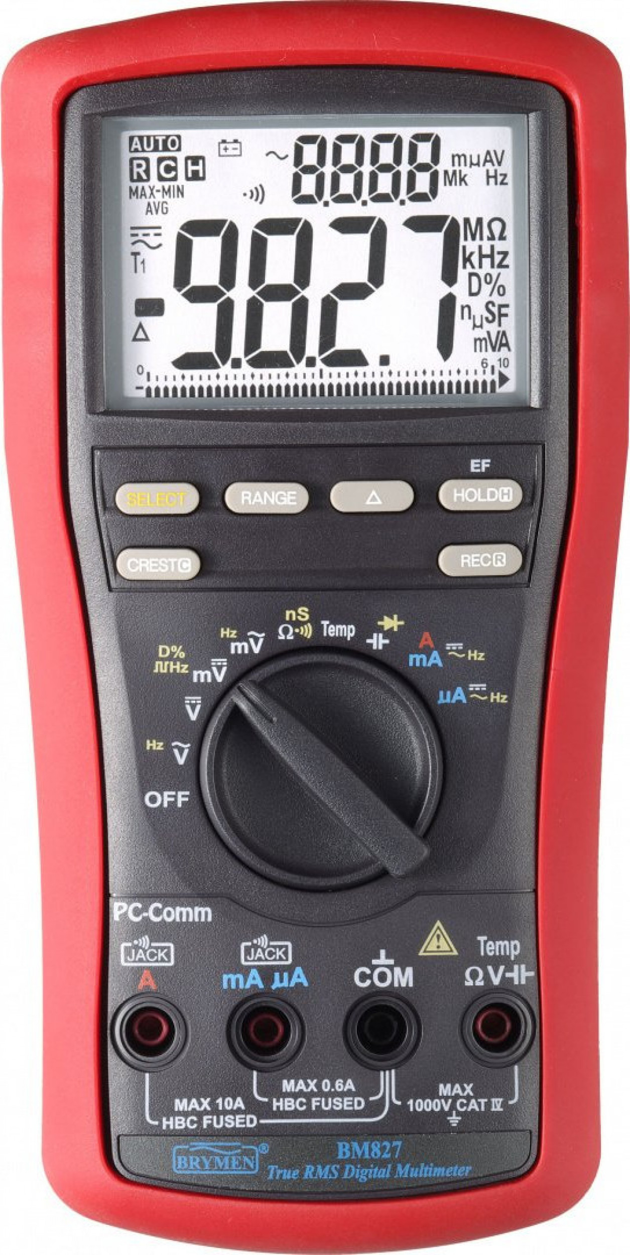 Brymen Multimetr profesjonalny TRMS, Temp, dual LCD, USB, BM827s Brymen