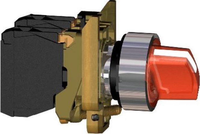 Schneider Electric Przełącznik piórk. komp. czerw. podśw. O 22 2 poz. stab., 24 V, 1NO+1NC XB4BK124B5