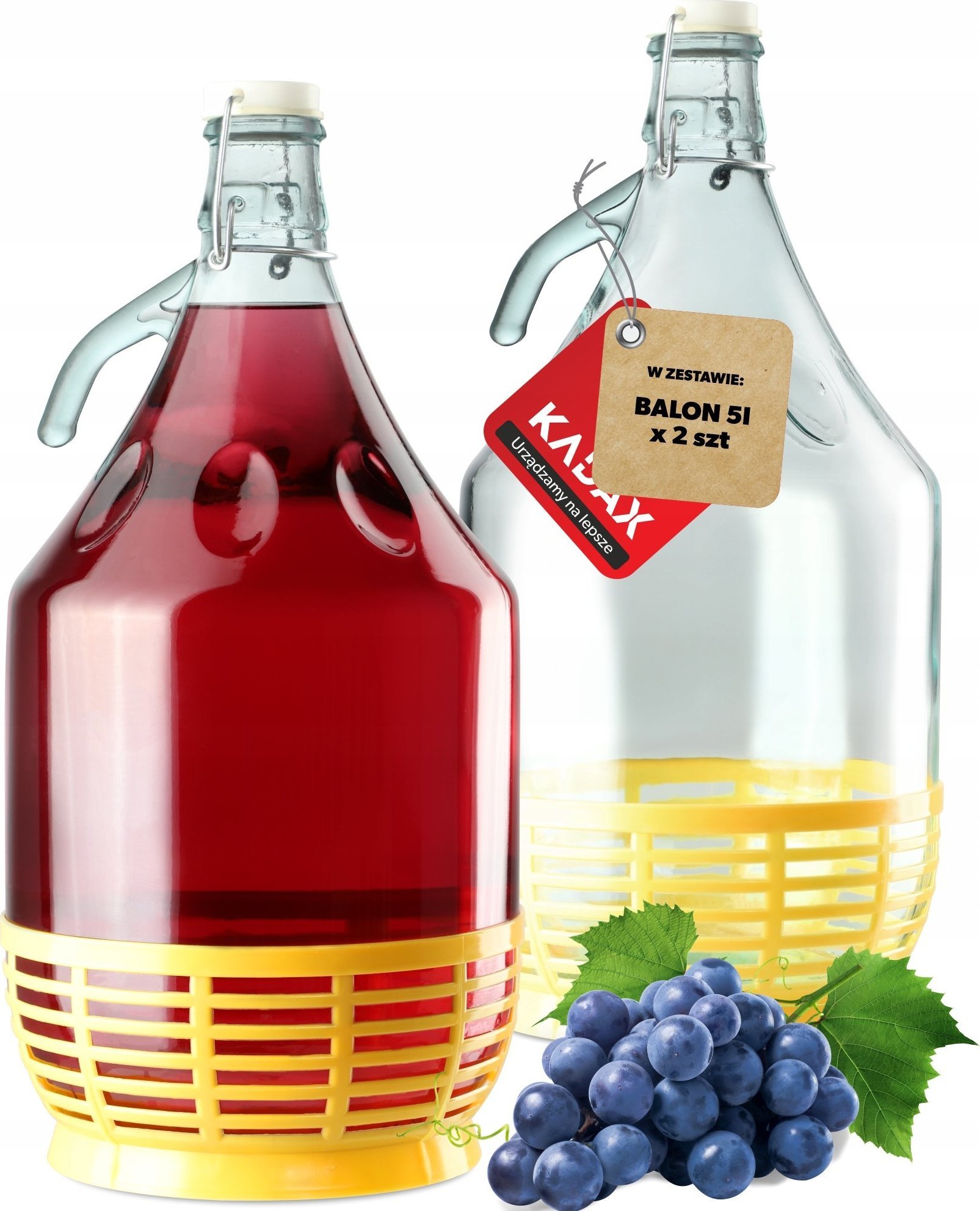 Kadax Gąsior Balon 5L Dama Butelka Na Wino W Koszu 2szt
