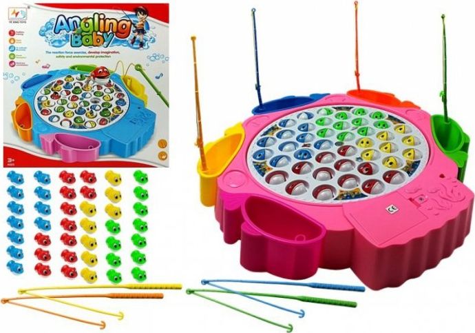 Lean Sport Gra Zręcznościowa Łowienie Rybek 4 Wędki Różowa