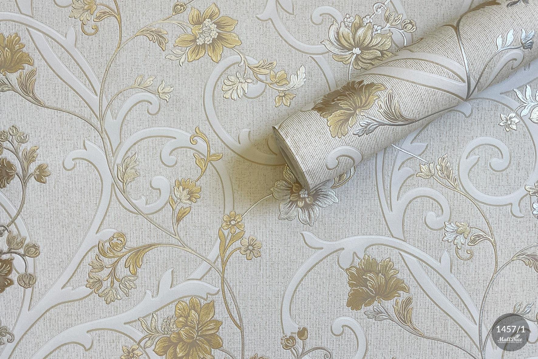 MallDeco TAPETA WINYLOWA MODEL MORGANA JASNOBEŻOWA DEKOR