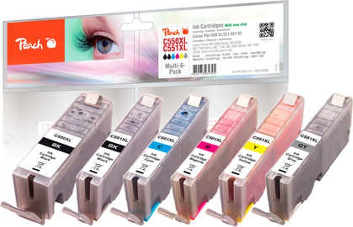 Tusz Peach Peach PI100-312 nabój z tuszem Czarny fotograficzny, Cyan fotograficzny, Szary fotograficzny, Magenta fotograficzna, Zdjęcie w kolorze żółt