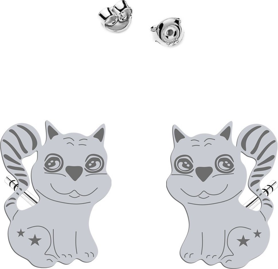 MEJK Jewellery Kolczyki Srebrne Kotek