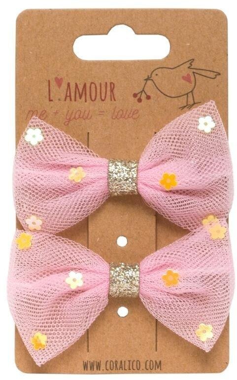 Zestaw klipsów z kokardami i cekinami