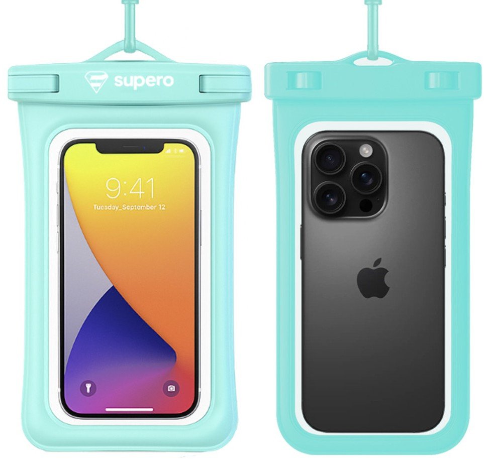 Etui wodoszczelne na telefon do 6.9 cala Supero, turkusowe