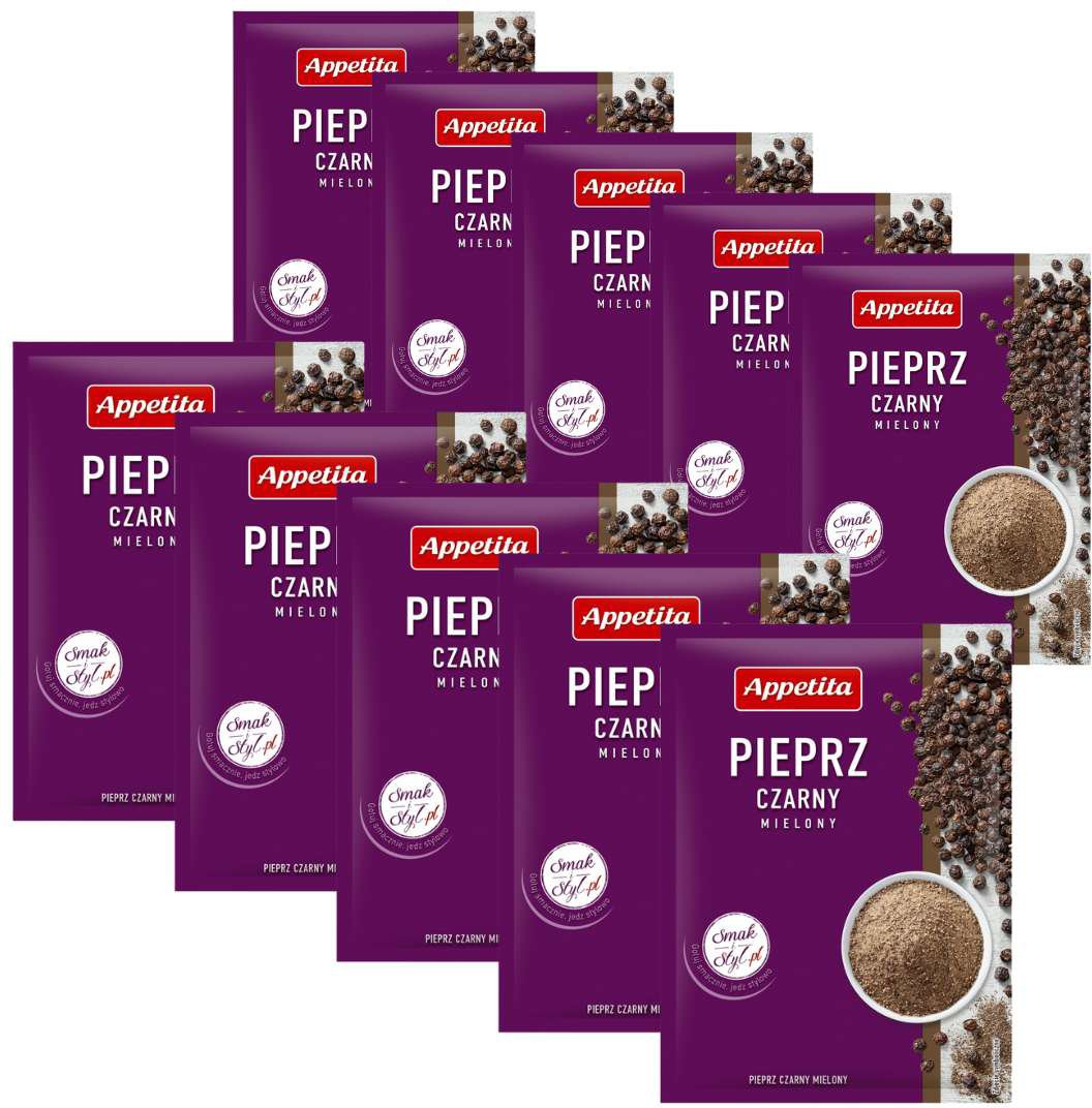 Appetita Pieprz czarny mielony 18 g x 10 sztuk