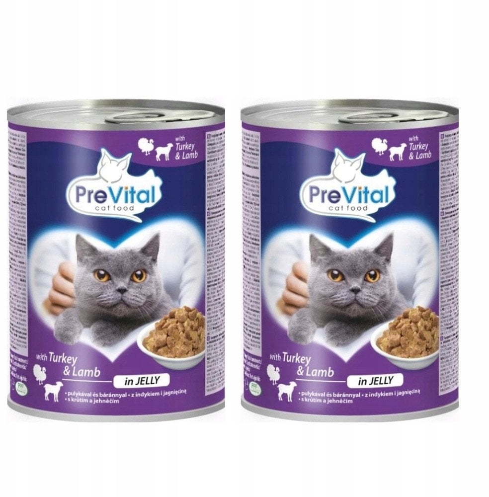 PREVITAL indyk-jagnięcina kawałki w galaretce dla kota 415g x 2szt