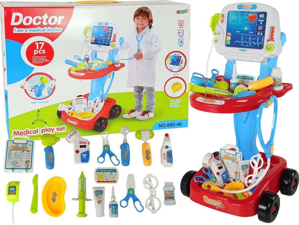 Lean Sport Zestaw Lekarski na Wózku Doktor 17 Elementów EKG