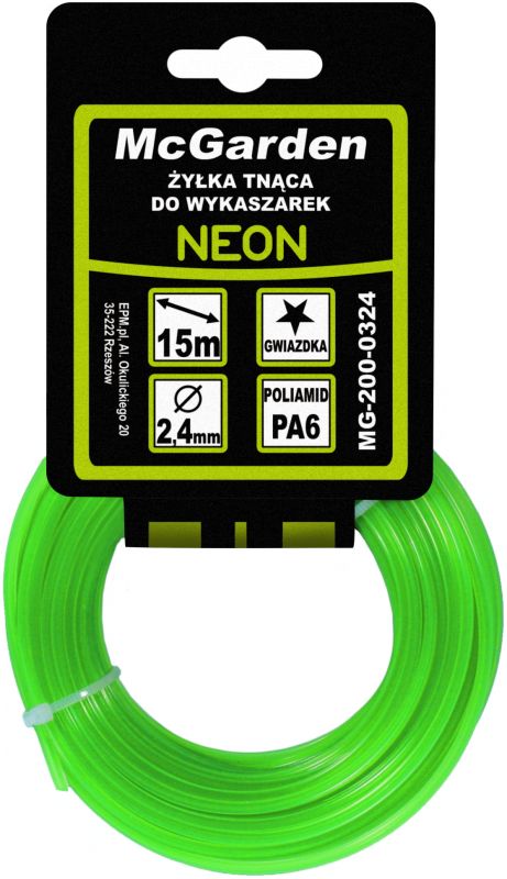 McGarden Żyłka do wykaszarki gwiazdka NEON 2,0mm 15m (MG-200-0320)