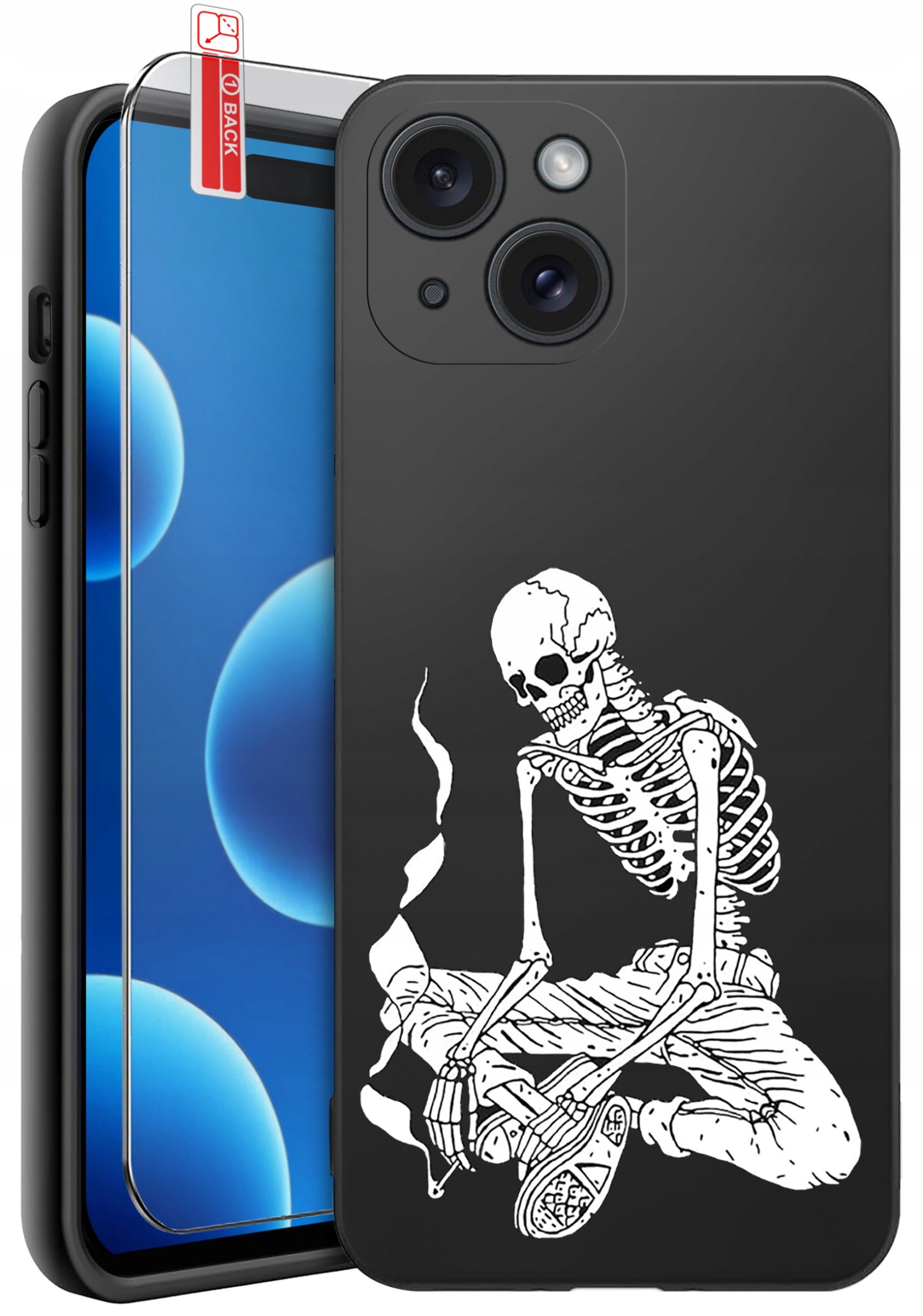 ETUI do iPhone 15 | WZORY | SILIKONOWE MATT CASE + SZKŁO 9H