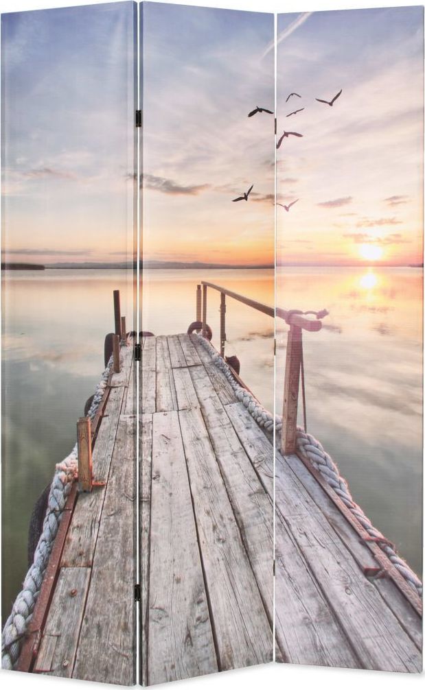 vidaXL Składany parawan, 120x170 cm, nadruk jeziora