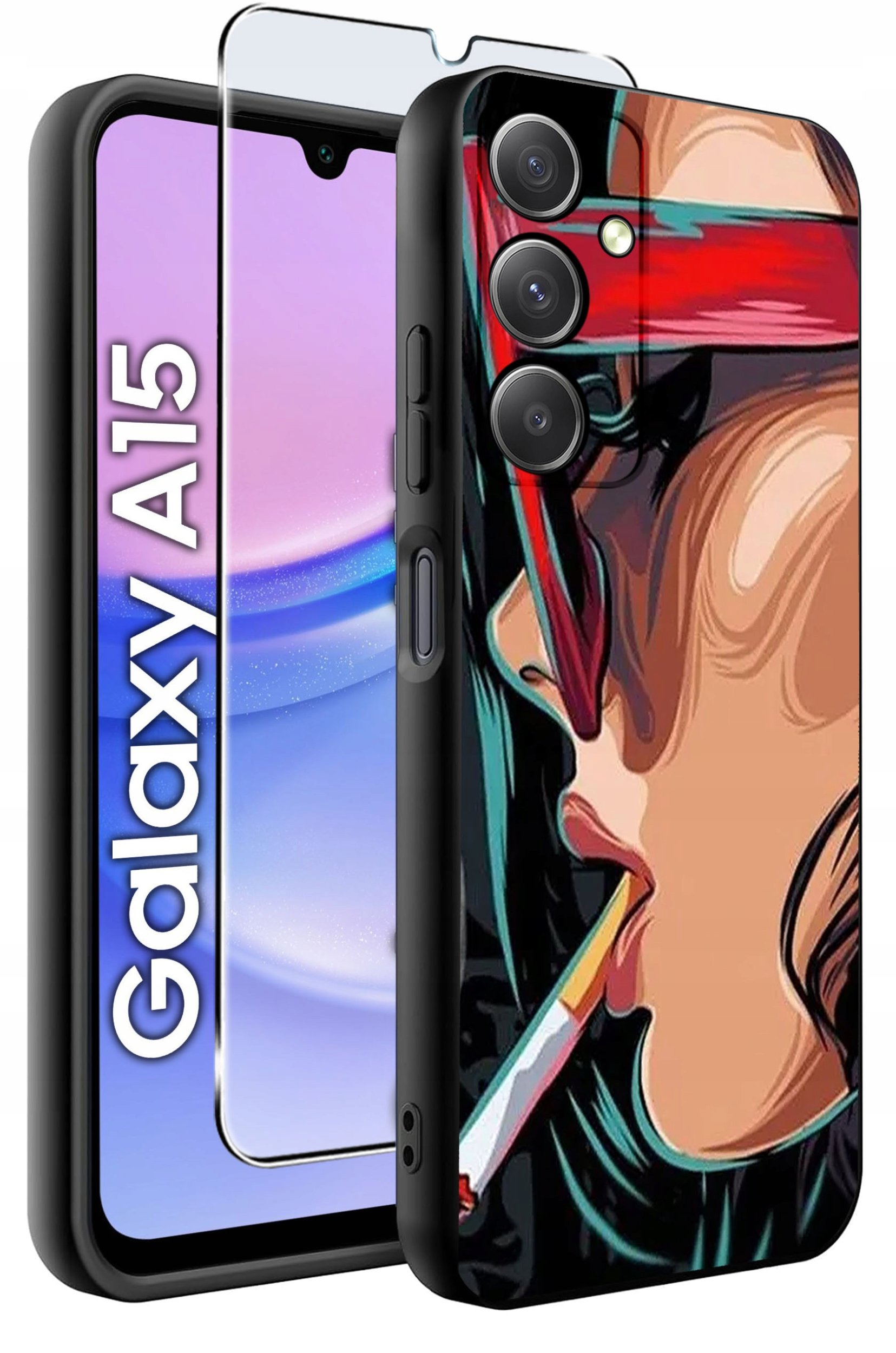 ETUI do Samsung A15 4G | 15 5G WZORY | SILIKONOWE MATT CASE + SZKŁO 9H