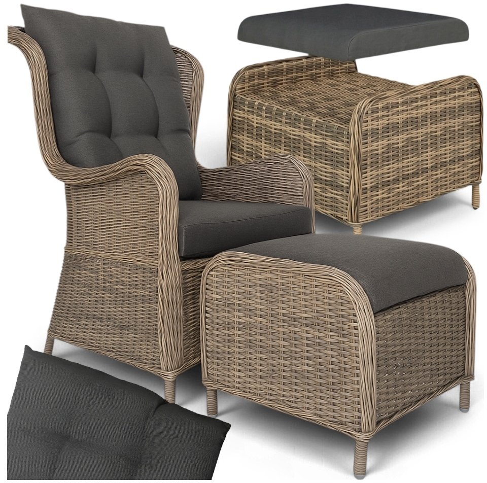 FOTEL OGRODOWY SONATA Z PODNÓŻKIEM KANZA