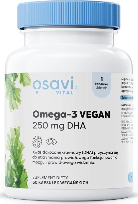 Osavi Osavi - Omega-3, Wegańskie DHA, 250mg DHA, 60 kapsułek miękkich