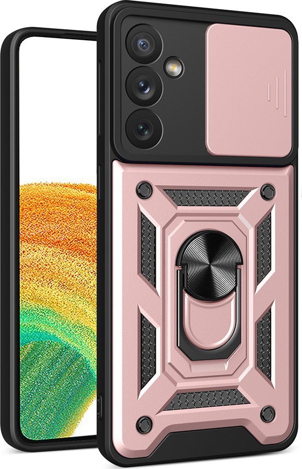 Hurtel Hybrid Armor Camshield etui do Samsung Galaxy A34 5G pancerny pokrowiec z osłoną na aparat różowe