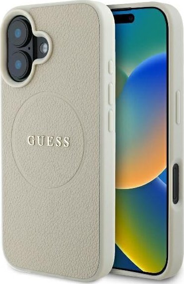 Guess GUHMP16SPGHSMME iPhone 16 6.1" beżowy/beige hardcase Grained Ring MagSafe