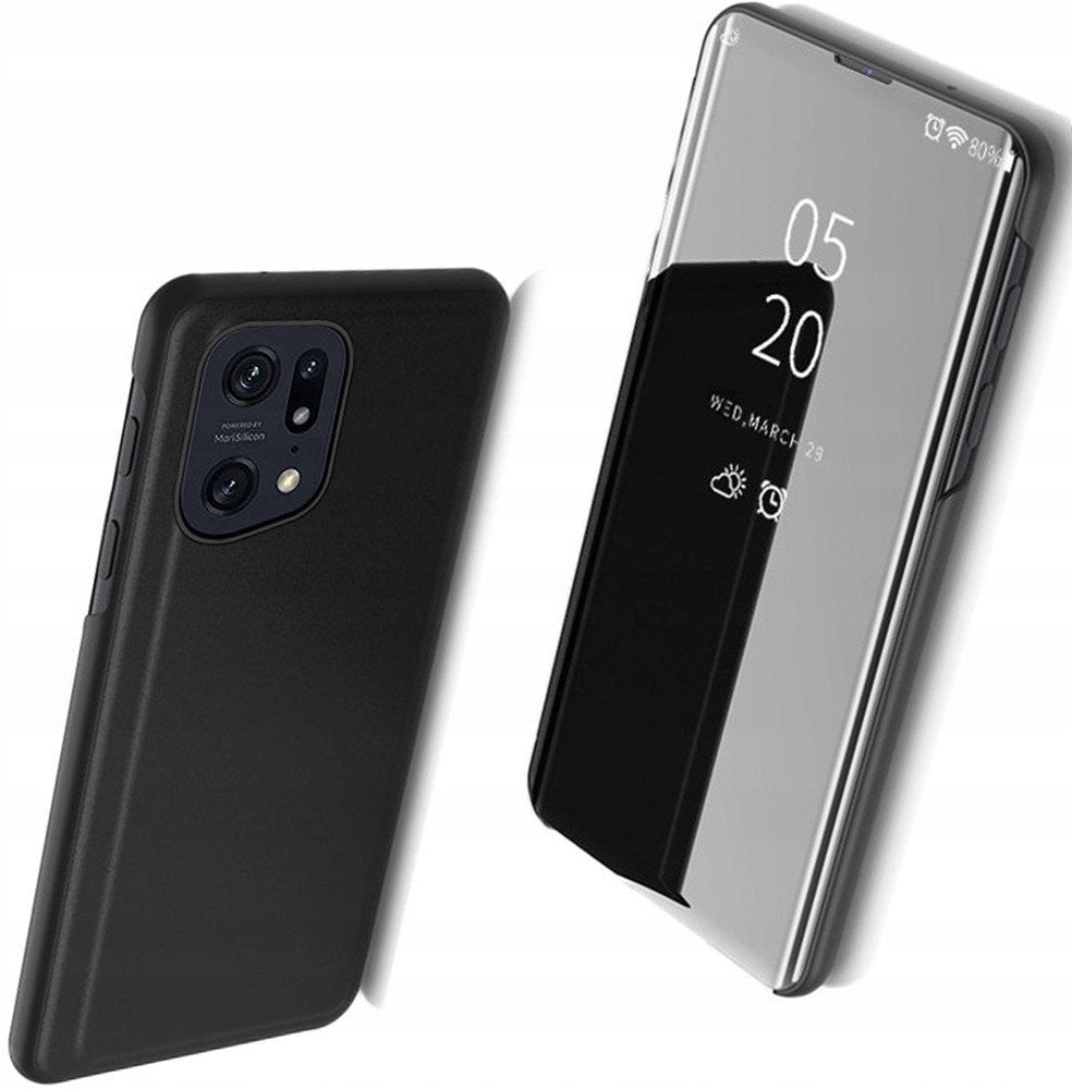 Clear View Case etui Oppo Find X5 Pro pokrowiec z klapką czarne