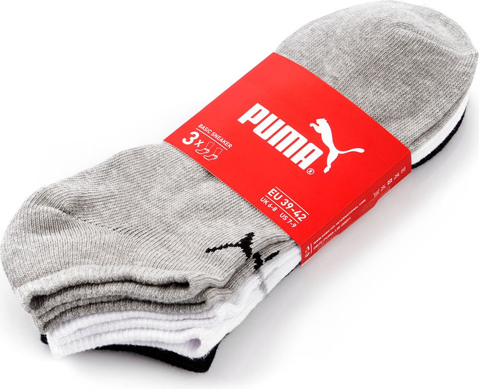 Puma Skarpety stopki 3 pary r. 39-42 czarne, białe, beżowe (33727)