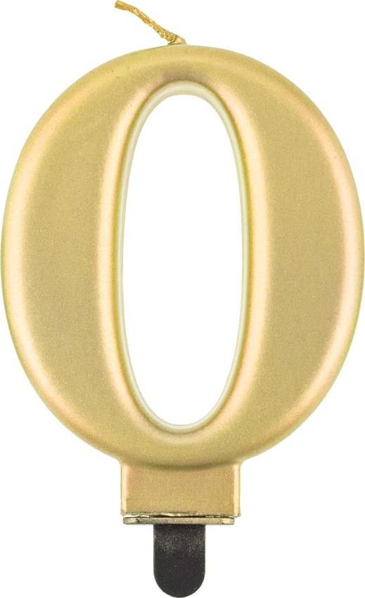 GoDan Świeczka cyferka 0 Beauty&Charm metalik złota 8cm