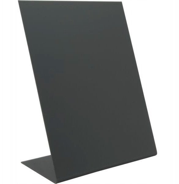 Securit® L-shaped A5 acrylic table sign in matte black - set of 3 pieces.