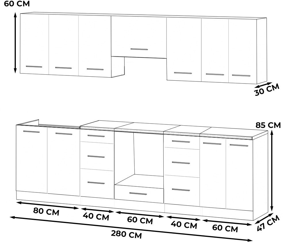 Kuchnia Modułowa Nowoczesna Blat 2m Biała Butelkowa Zieleń San Sebastian