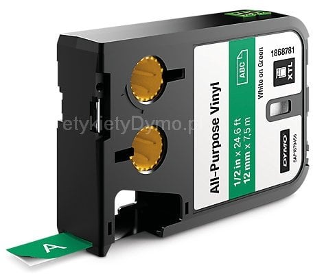 Dymo Tasiemka oryginalna Kolor nadruku: biały/Kolor tła: zielone DYMO 1868781 12mm x 7 m