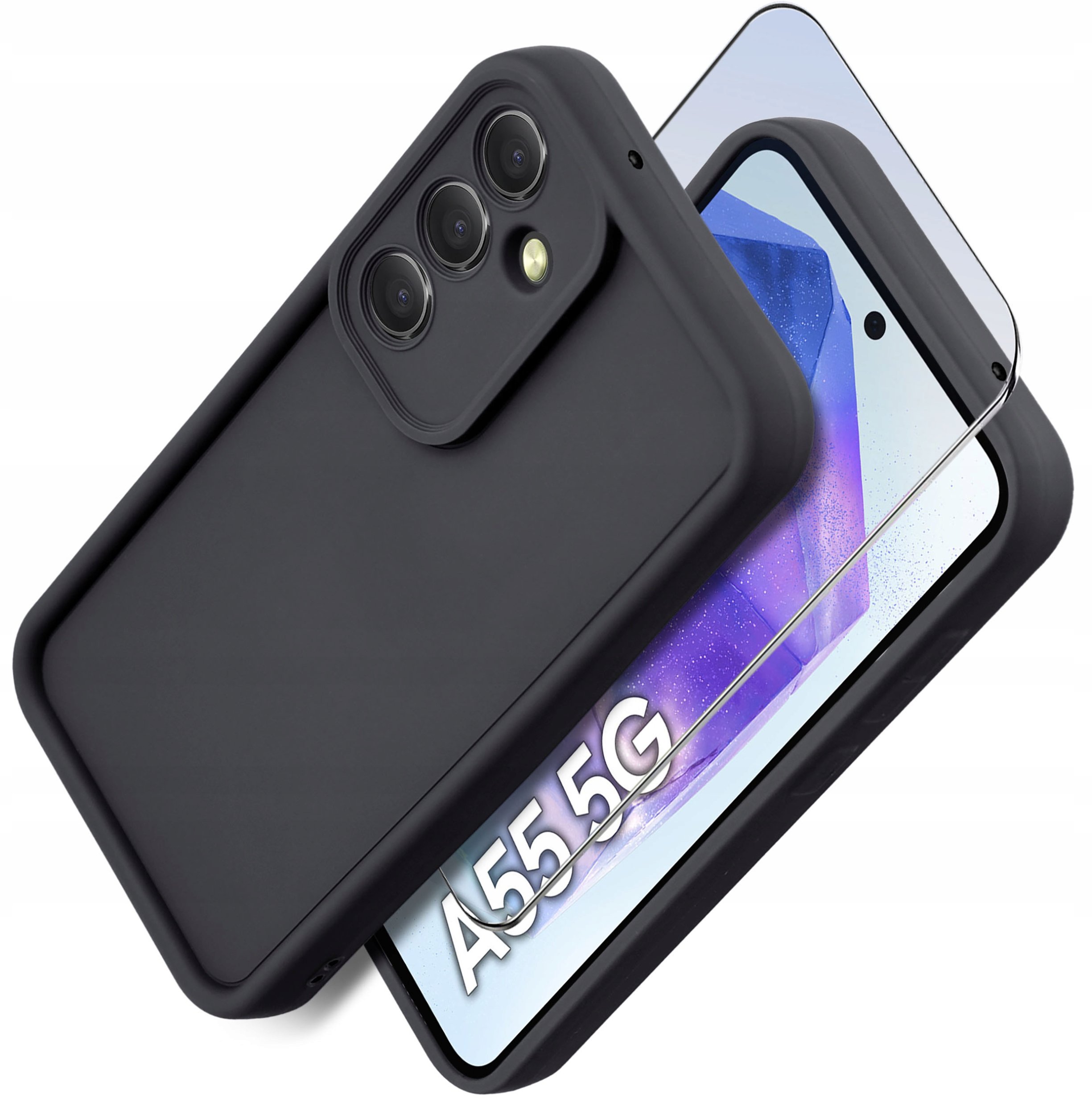 Etui do Samsung A55 5G silikonowe MATOWE + Szkło ochronne na ekran 9H