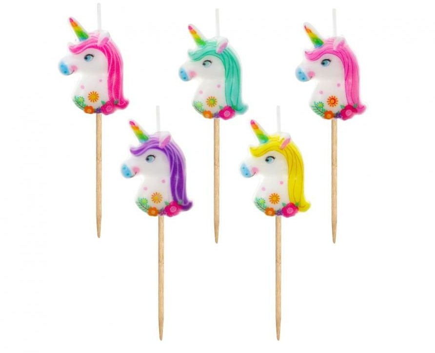 Świeczki pikery kolorowe Jednorożce 5szt Godan