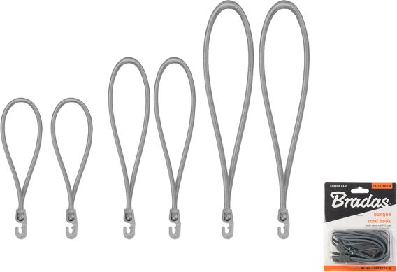 Bradas Zestaw gum z hakiem PVC do mocowania 2x18/25/40cm szary Bradas 5501