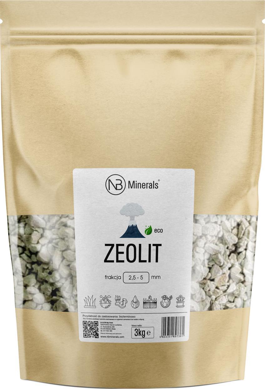 NB Minerals Zeolit Klinoptylolit Kamień ozdobny kwiaty, akwarium, oczka wodne 2,5-5mm - 3kg