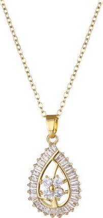 OTIEN Naszyjnik złoty łezka cyrkonie stal chirurgiczna