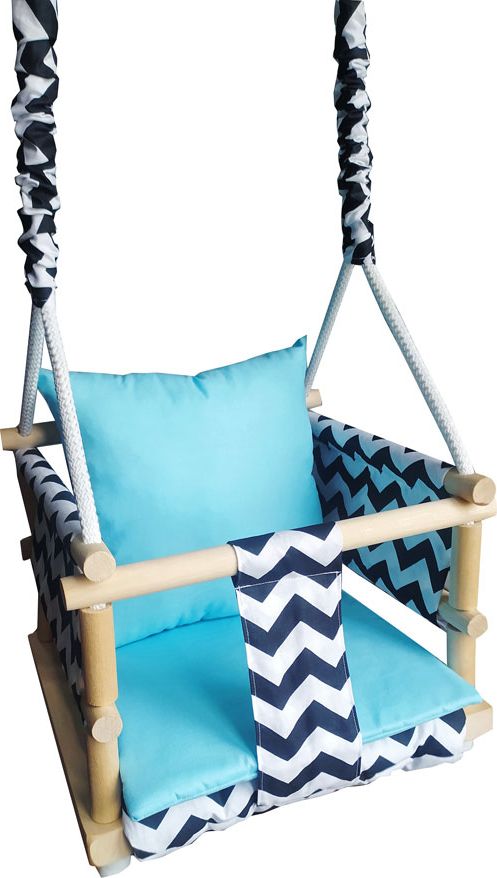 Huśtawka Elior Niebieska drewniana huśtawka dziecięca 3w1 - Antola