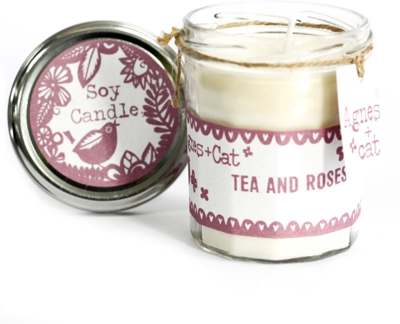 Sojowa świeca w słoiku - Tea and Roses
