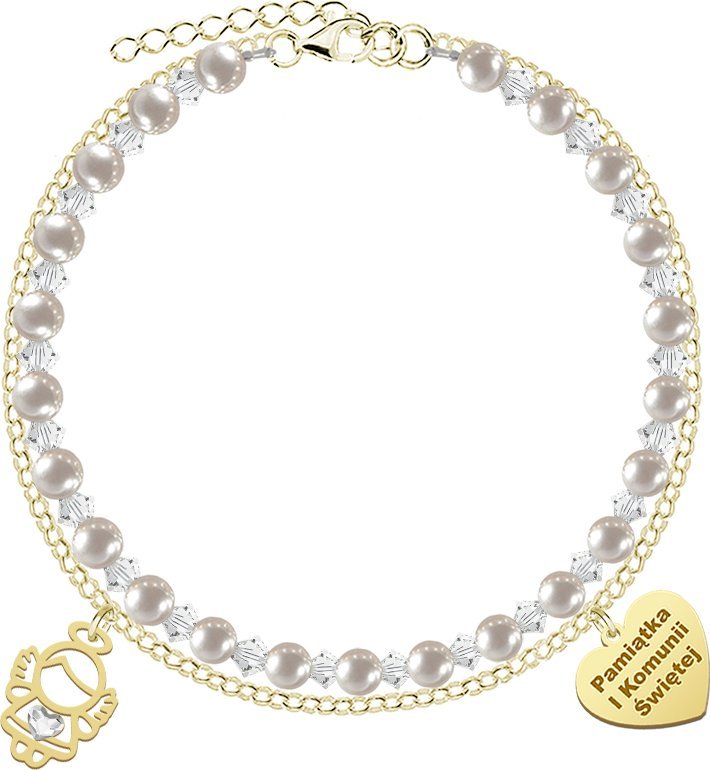 Radziszewska Jewellery I KOMUNIA ŚWIĘTA Bransoletka z Aniołkiem pozłacane srebro GRAWER GRATIS