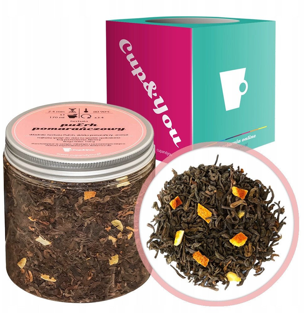 Herbata czerwona pu-erh POMARAŃCZOWY skórka pomarańczy 150g - sypana liściasta herbata PREMIUM Cup&You