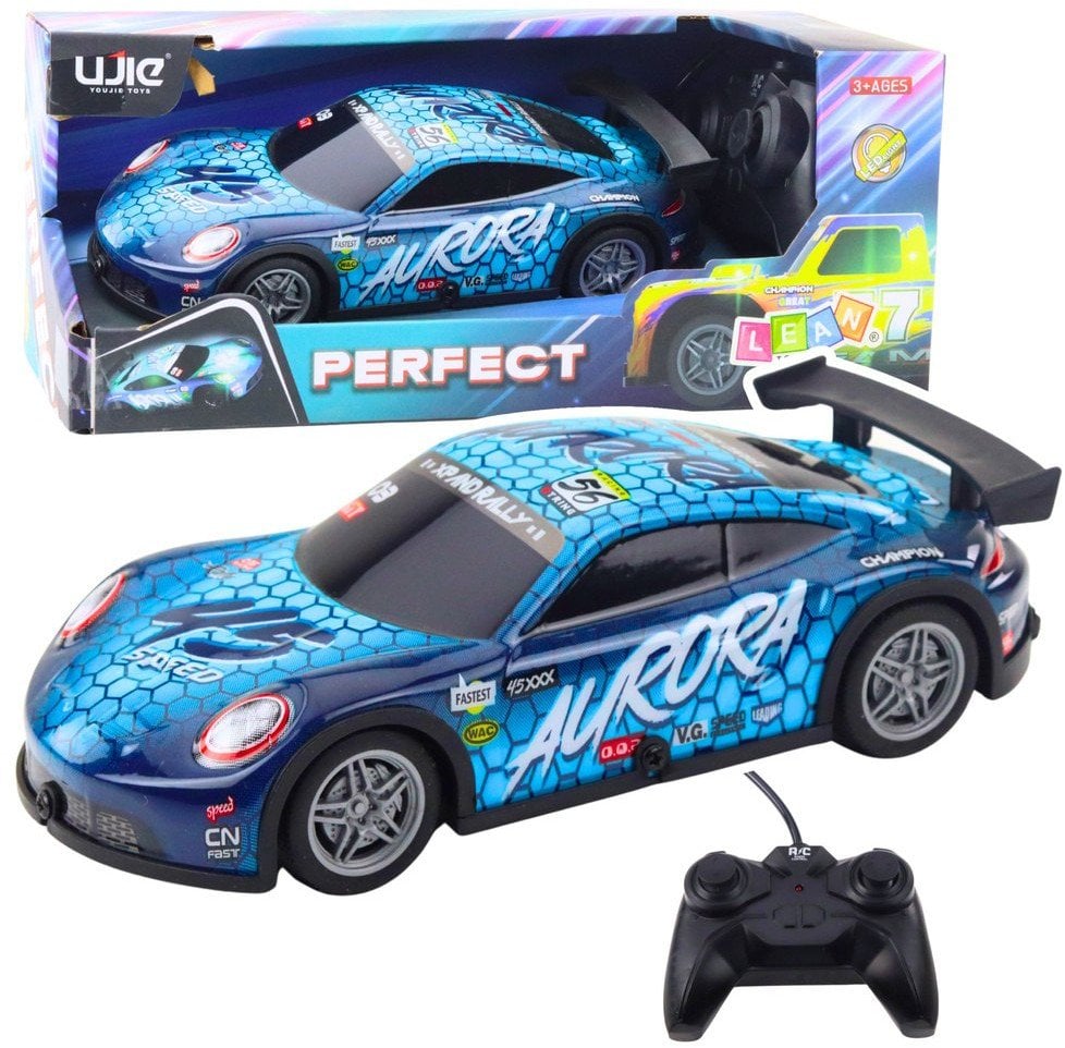 LeanToys Samochód Wyścigowy Zdalnie Sterowany RC Świecąca Obudowa Niebieski