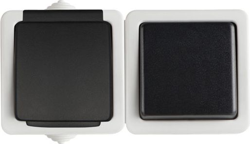 Kanlux Gniazdo francuskie podwójne TEKNO ochrona styków śrubowe 16A 250V czarne (25357)