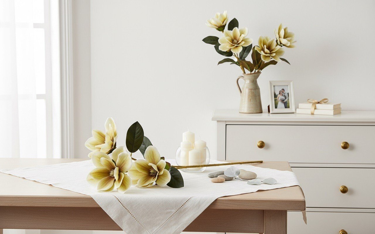 ARTPOL Kwiat Magnolia 80 cm kremowy