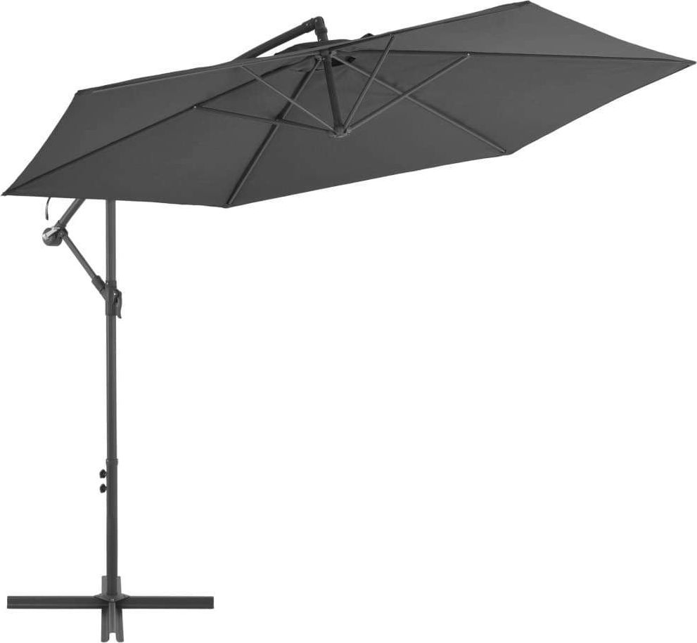 vidaXL Parasol wiszący na słupku aluminiowym, 300 cm, antracytowy