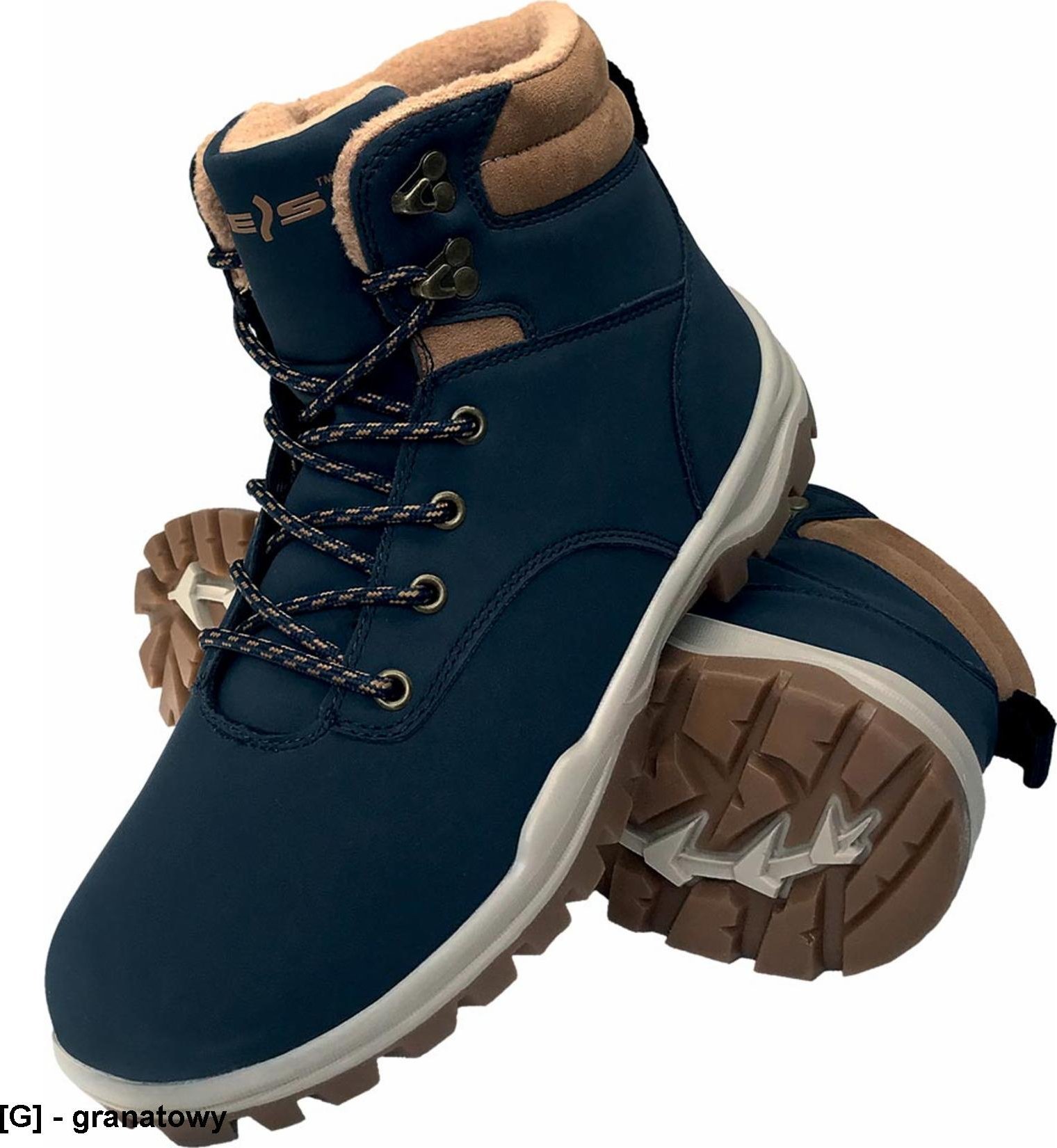 R.E.I.S. BOASPEN - trzewik skóra syntetyczna typu ASPEN ocieplana polarem, - granatowy