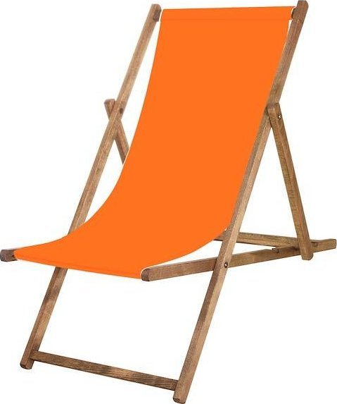 Springos Leżak drewniany impregnowany z pomarańczową tkaniną UNIWERSALNY