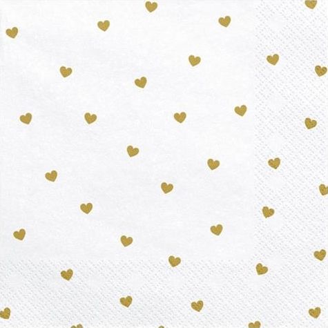 Party Deco Serwetki Serca, biały, 33x33cm uniwersalny