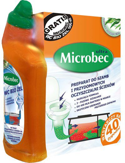 Bros Microbec Ultra zapach eukaliptusa - preparat do szamb 1kg + Żel do WC 500ml