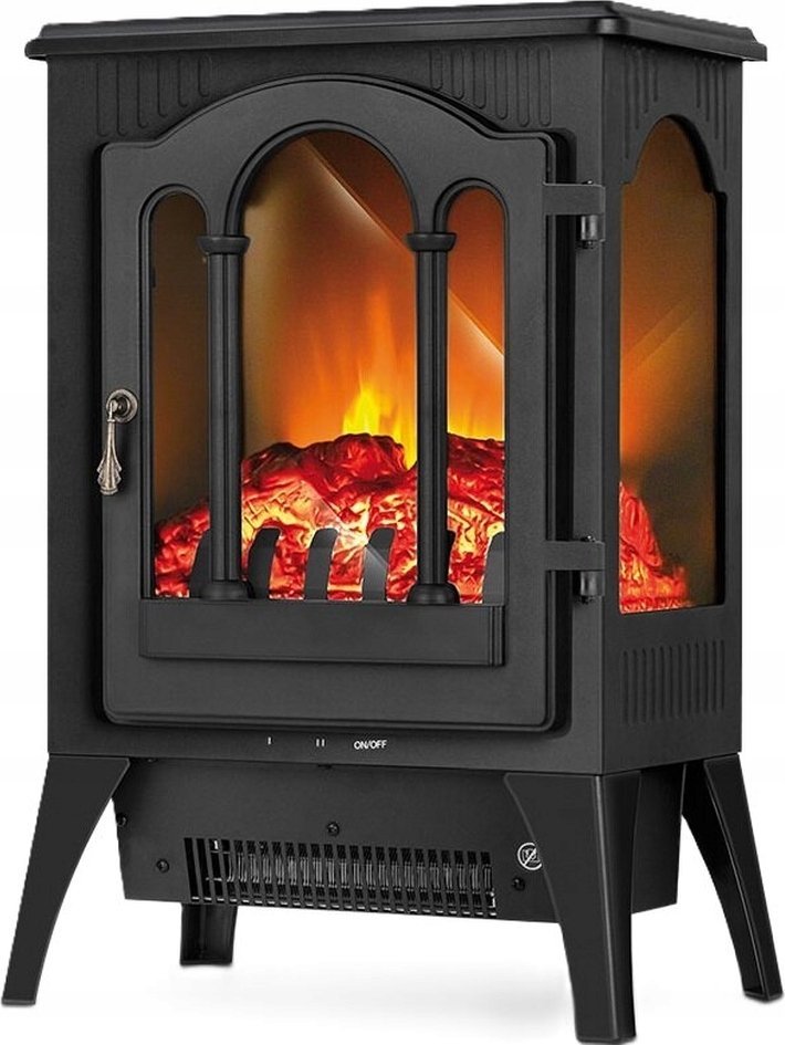 MPM Kominek elektryczny MEK-01 2 poziomy mocy Efekt płomienia Termostat Czarny